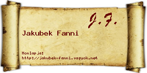 Jakubek Fanni névjegykártya